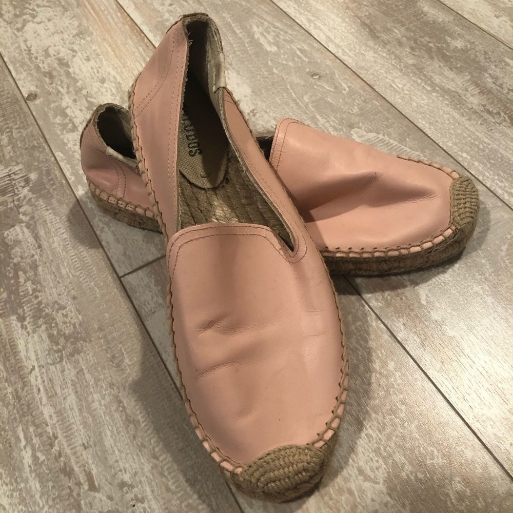 Soludos blush pink leather platform espadrilles 8